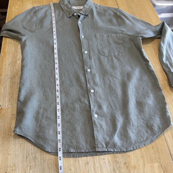 Everlane The Classic Linen Shirt Men Size M Sage Button Down Coastal Minimalist - Picture 7 of 10